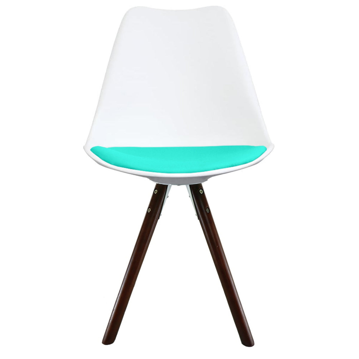 Soho White and Aqua Blue Dining Chair with Pyramid Dark Wood Legs