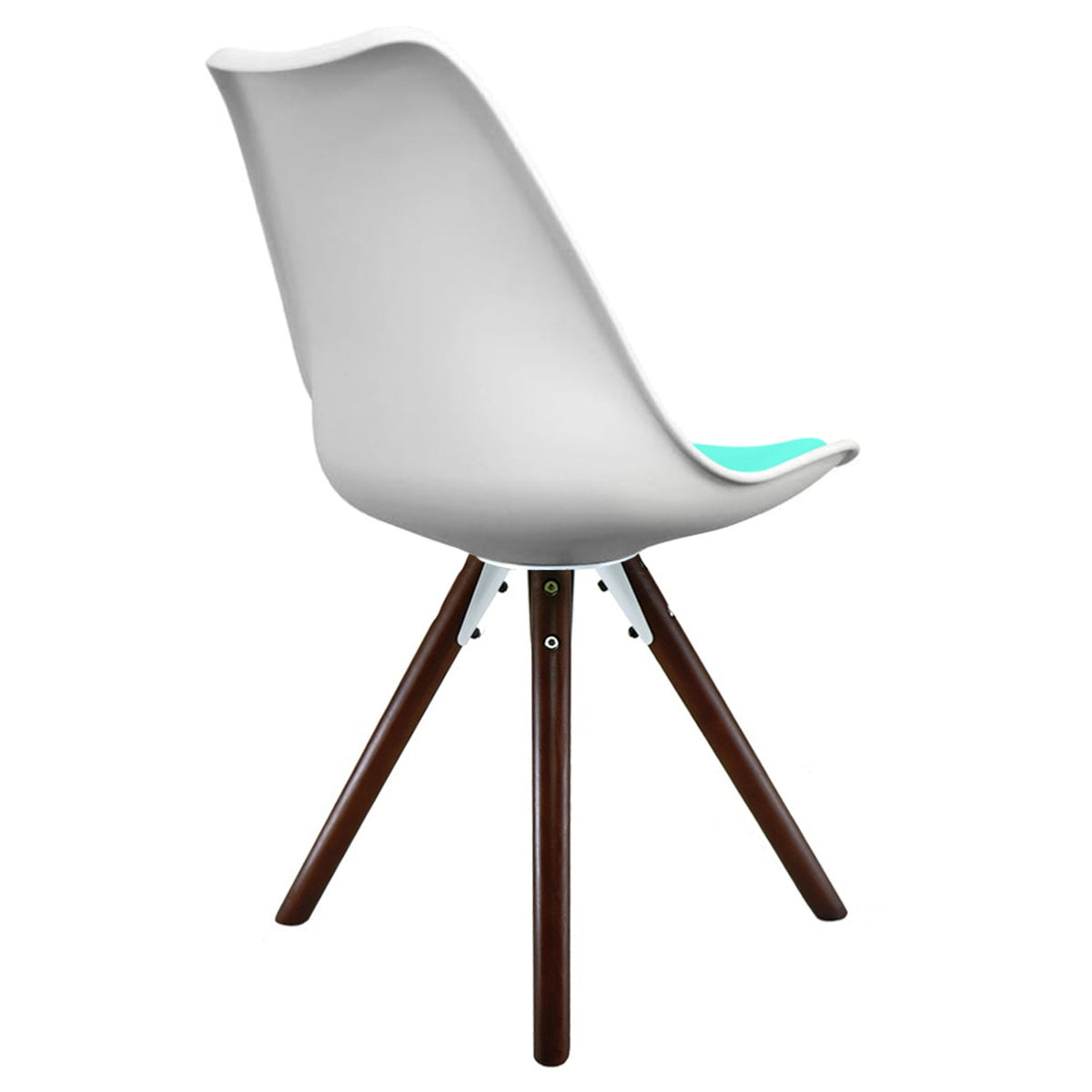 Soho White and Aqua Blue Dining Chair with Pyramid Dark Wood Legs