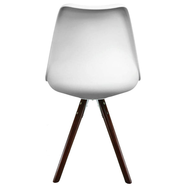Soho White and Aqua Blue Dining Chair with Pyramid Dark Wood Legs