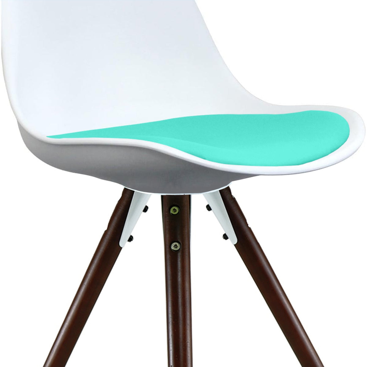Soho White and Aqua Blue Dining Chair with Pyramid Dark Wood Legs