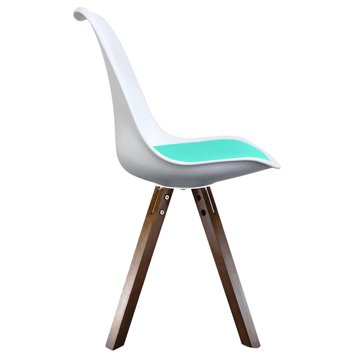 Soho White and Aqua Blue Dining Chair with Square Pyramid Dark Wood Legs