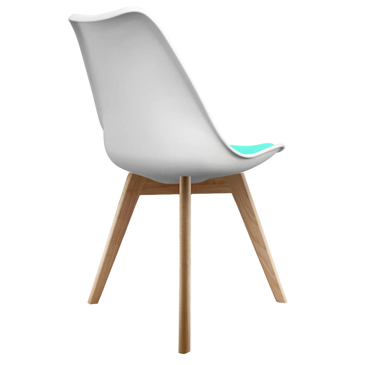 Soho White and Aqua Blue Dining Chair with Squared Light Wood Legs