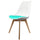 Soho White and Aqua Blue Dining Chair with Squared Light Wood Legs