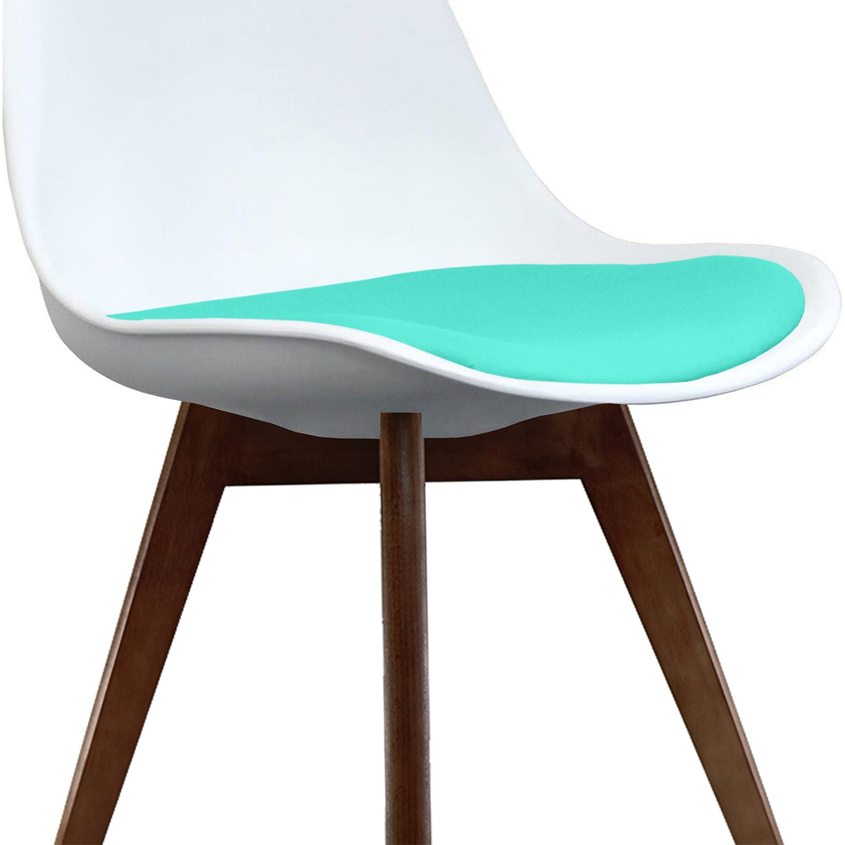 Soho White and Aqua Blue Dining Chair with Squared Dark Wood Legs