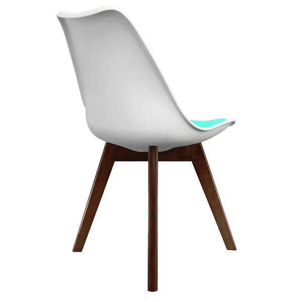 Soho White and Aqua Blue Dining Chair with Squared Dark Wood Legs