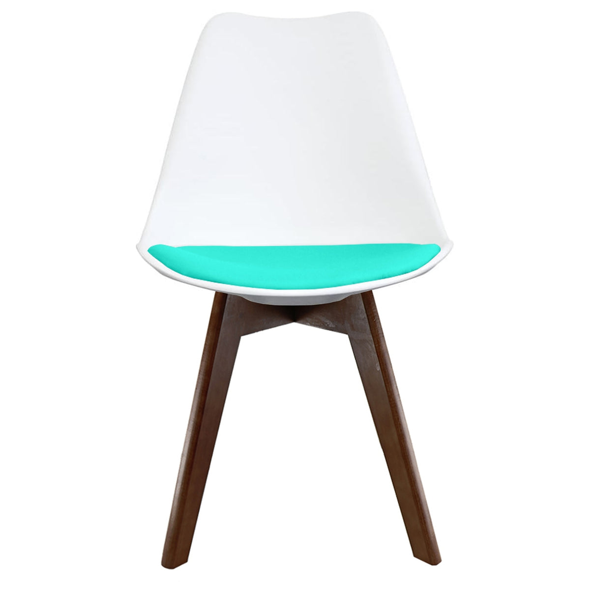Soho White and Aqua Blue Dining Chair with Squared Dark Wood Legs