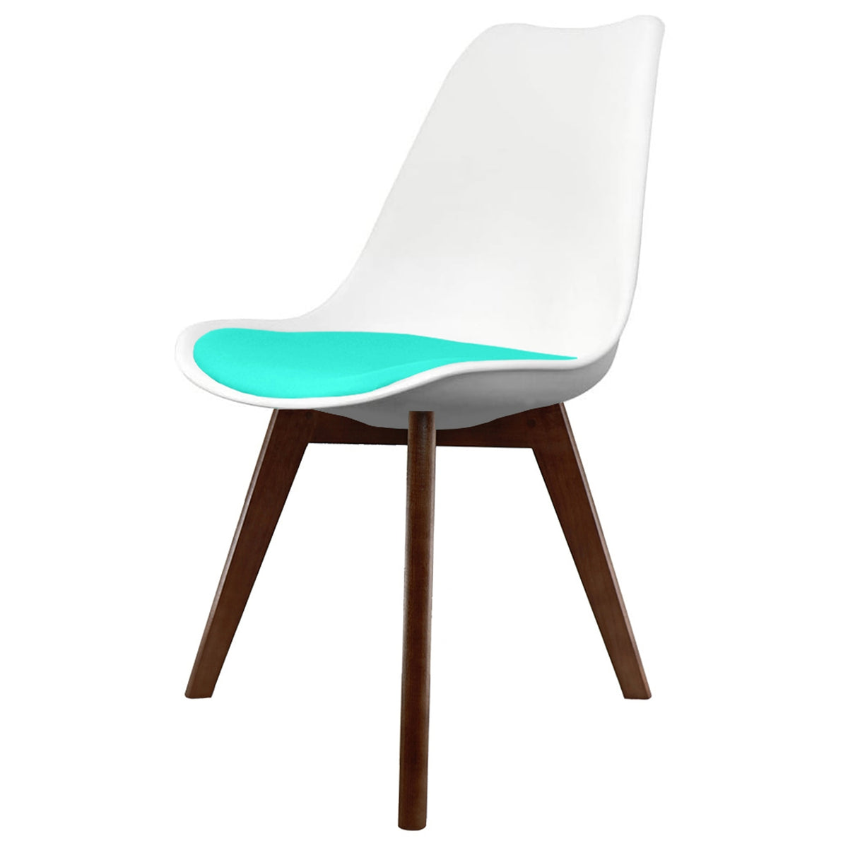 Soho White and Aqua Blue Dining Chair with Squared Dark Wood Legs