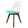 Soho White and Aqua Blue Dining Chair with Squared Dark Wood Legs