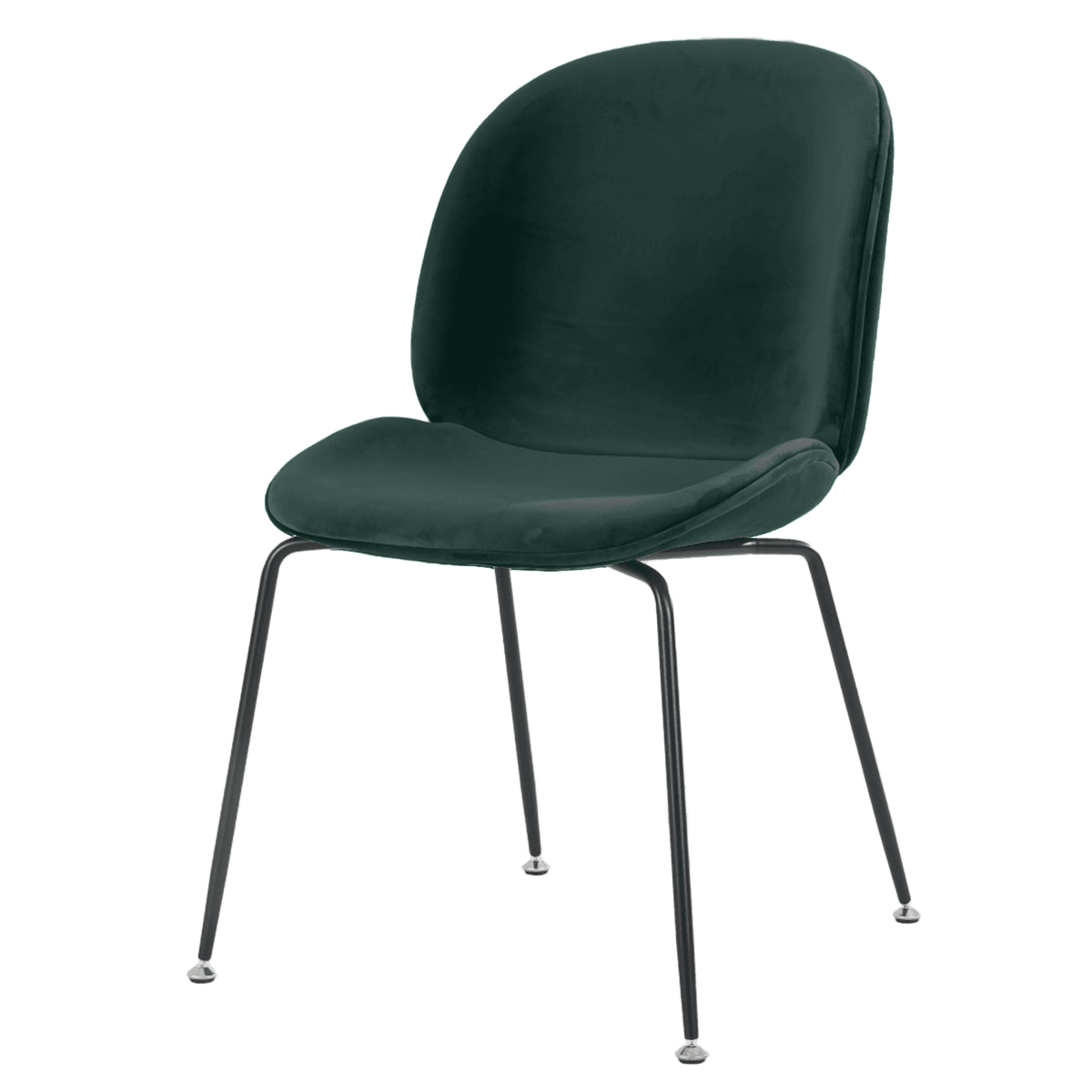 OUTLET Luxurious Dark Green Velvet Dining Chair with Black Metal Legs