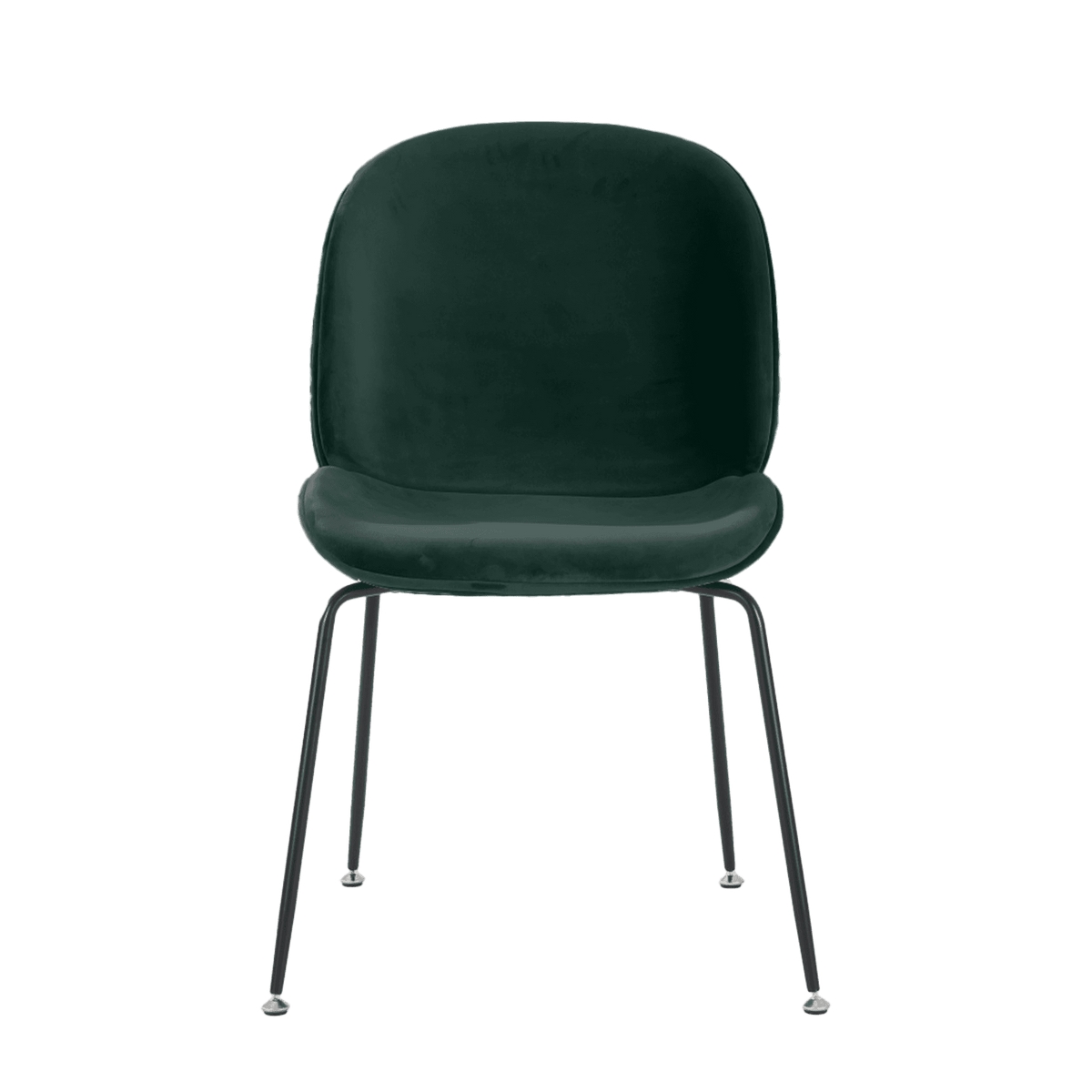 OUTLET Luxurious Dark Green Velvet Dining Chair with Black Metal Legs