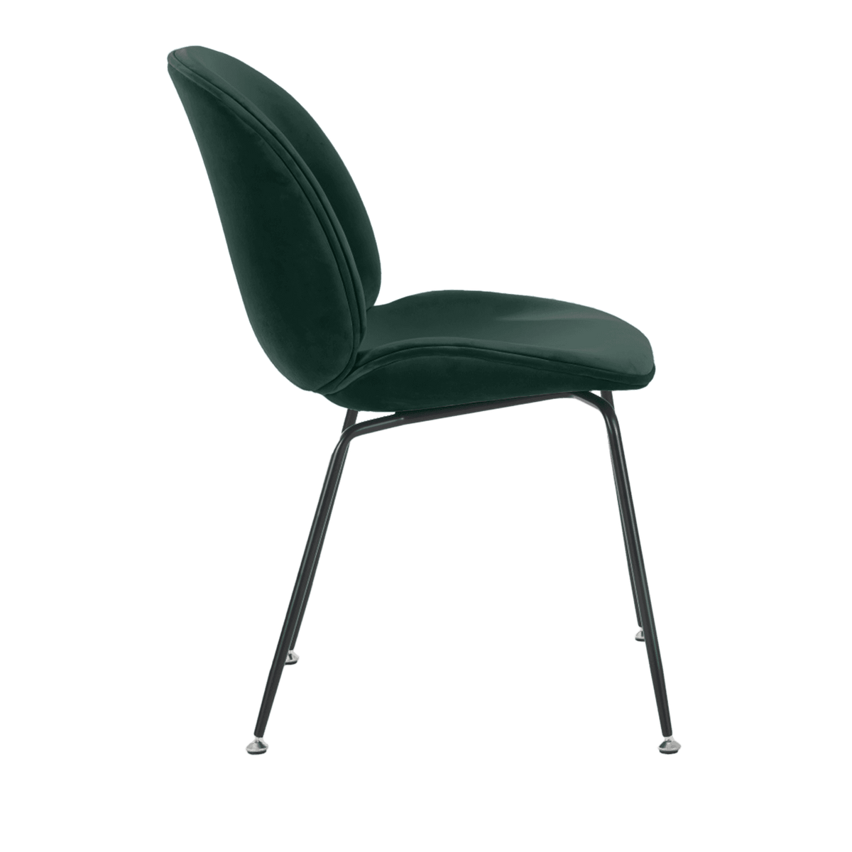 OUTLET Luxurious Dark Green Velvet Dining Chair with Black Metal Legs