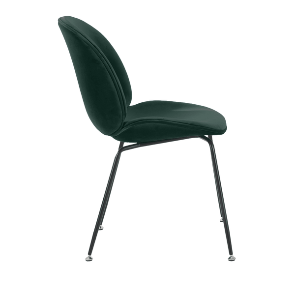 OUTLET Luxurious Dark Green Velvet Dining Chair with Black Metal Legs