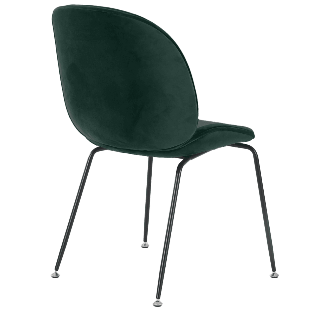 OUTLET Luxurious Dark Green Velvet Dining Chair with Black Metal Legs