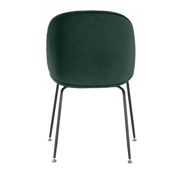 OUTLET Luxurious Dark Green Velvet Dining Chair with Black Metal Legs