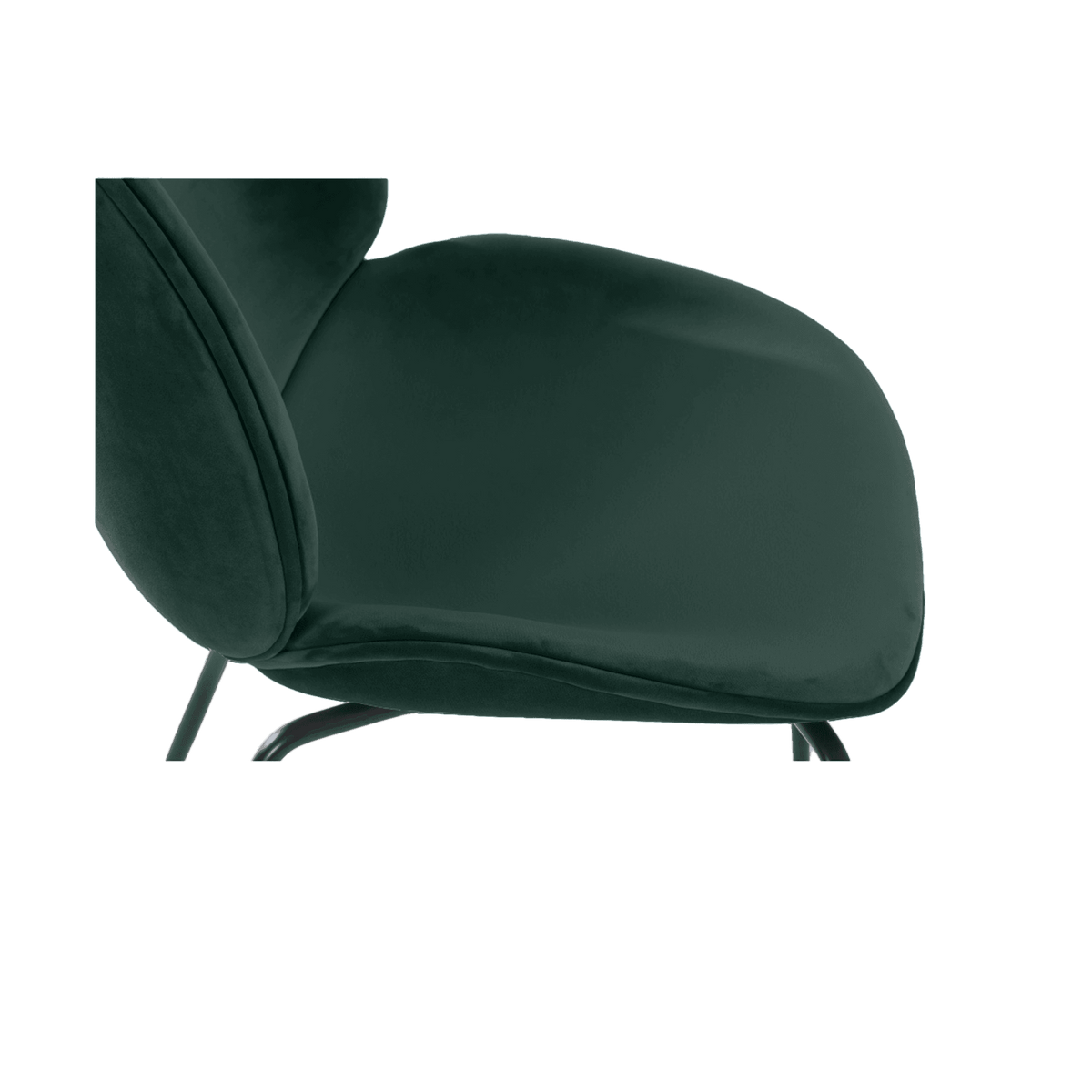 OUTLET Luxurious Dark Green Velvet Dining Chair with Black Metal Legs