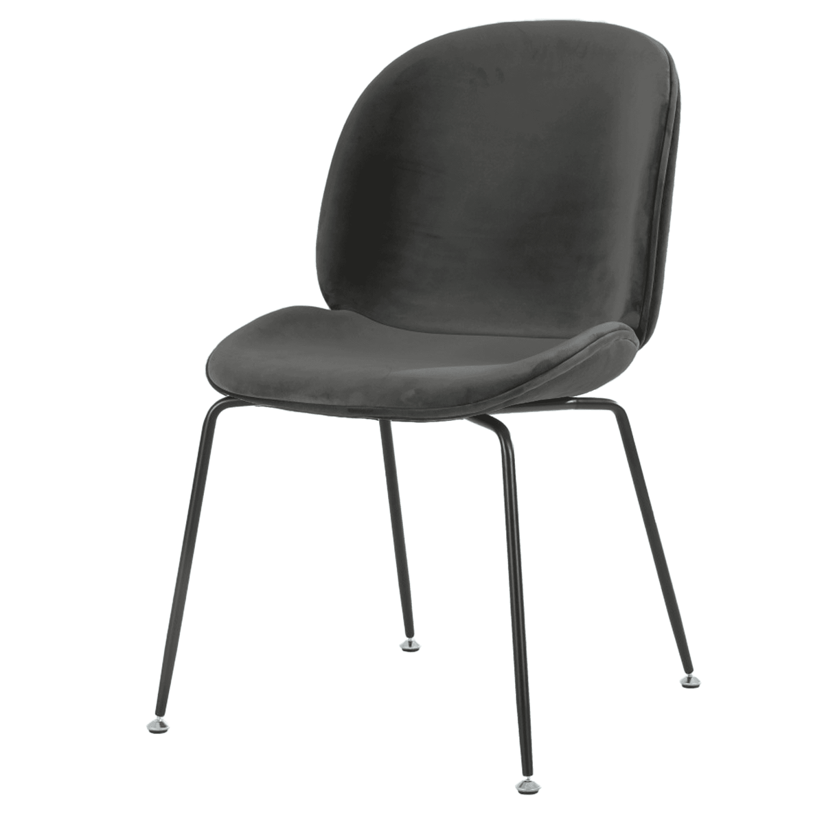 OUTLET Luxurious Dark Grey Velvet Dining Chair with Black Metal Legs