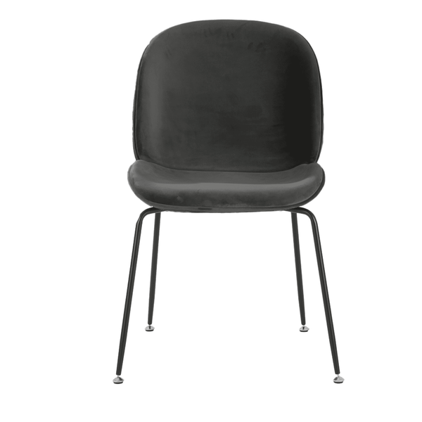 OUTLET Luxurious Dark Grey Velvet Dining Chair with Black Metal Legs