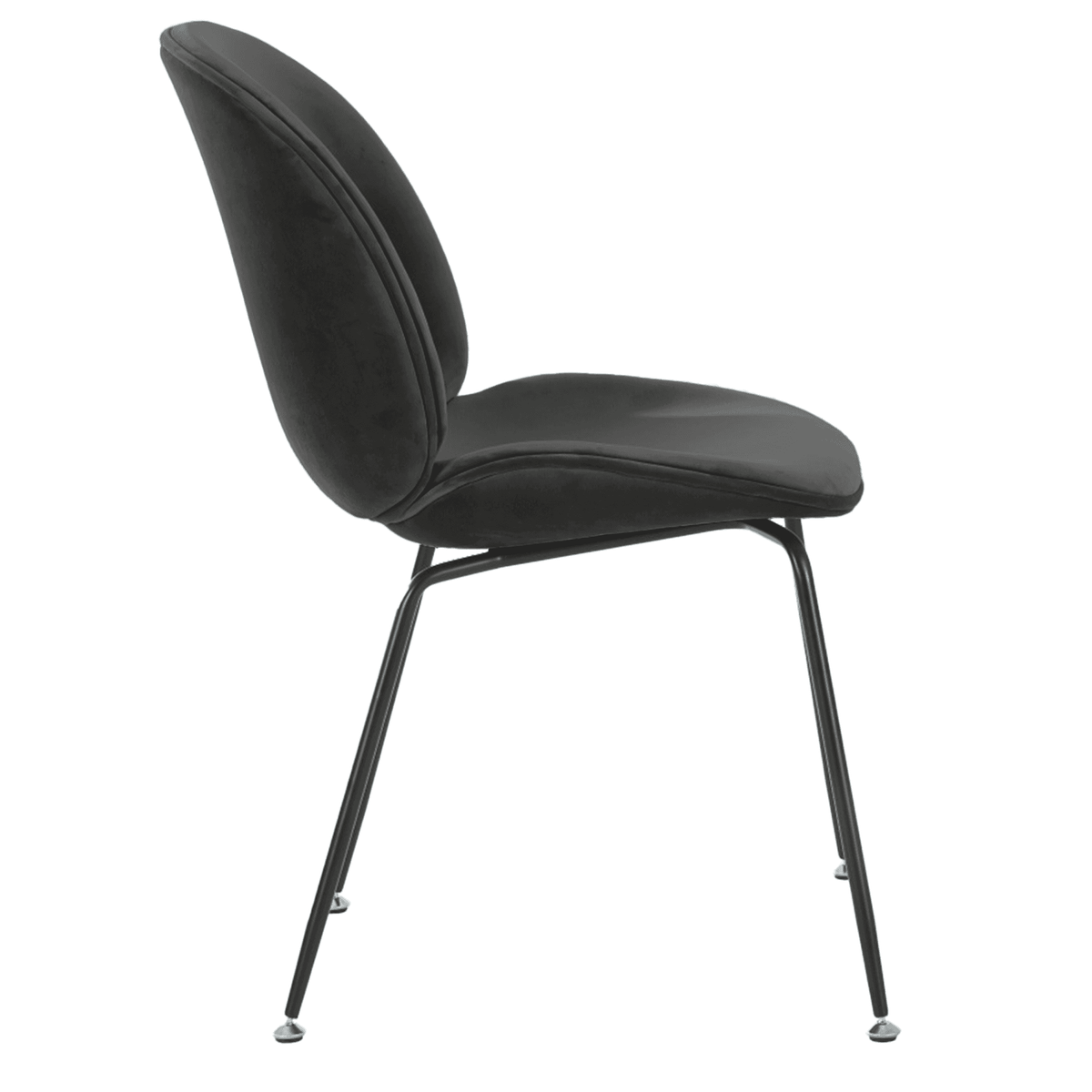 OUTLET Luxurious Dark Grey Velvet Dining Chair with Black Metal Legs
