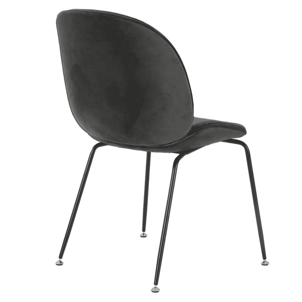 OUTLET Luxurious Dark Grey Velvet Dining Chair with Black Metal Legs