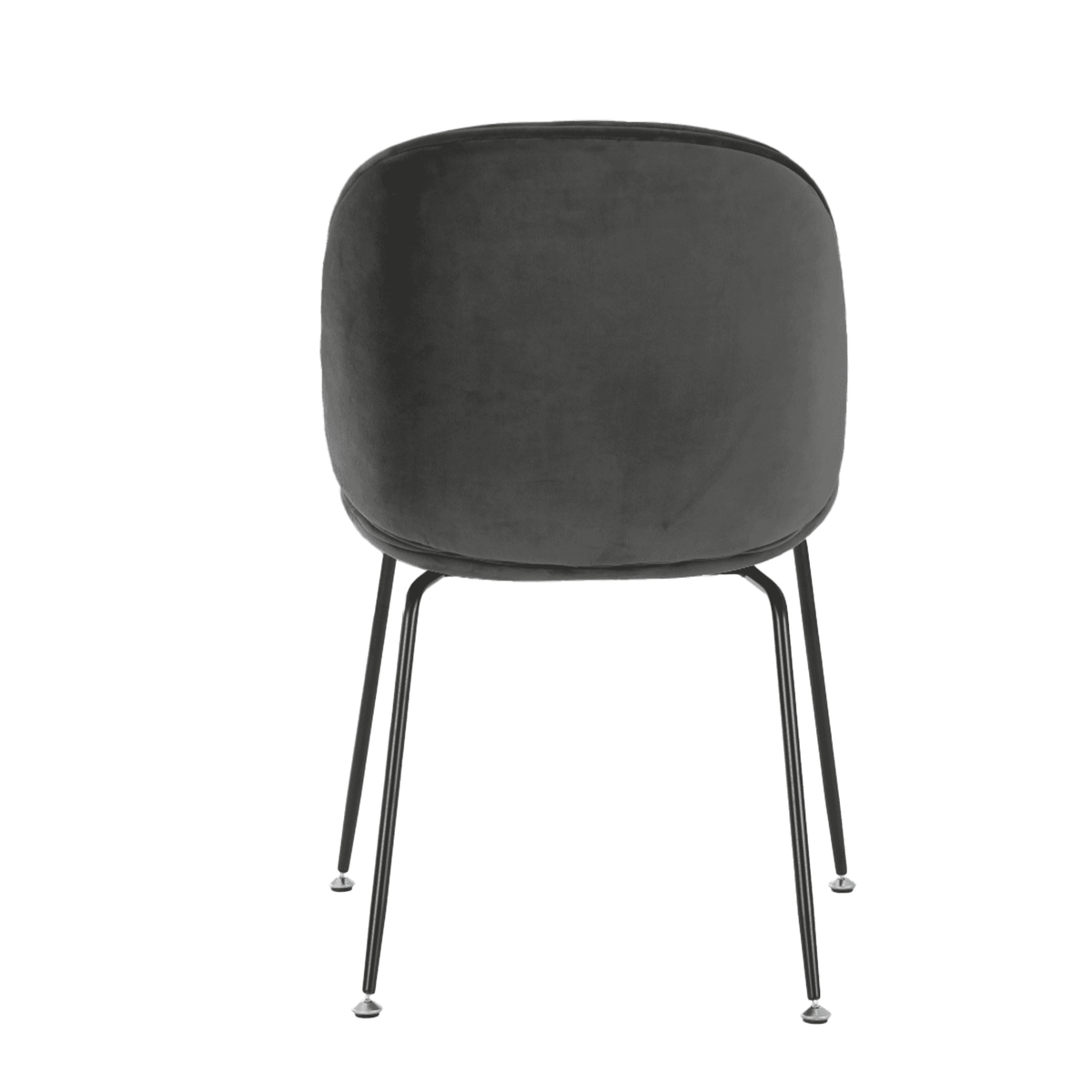 OUTLET Luxurious Dark Grey Velvet Dining Chair with Black Metal Legs