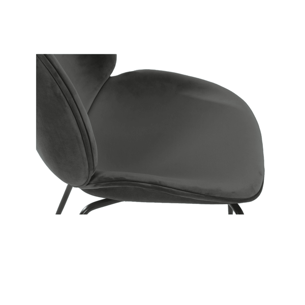 OUTLET Luxurious Dark Grey Velvet Dining Chair with Black Metal Legs