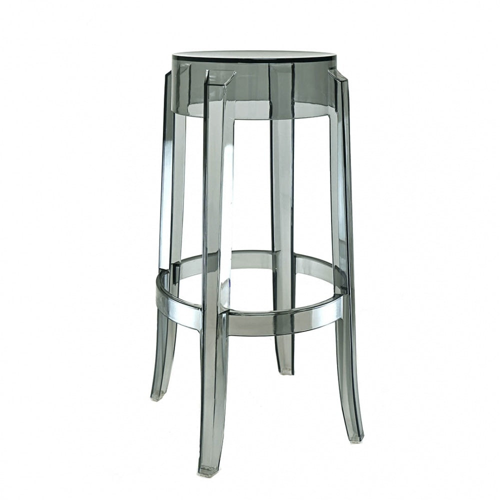 Fusion Living Ghost Style Bar Stool Smoke Grey - 66cm