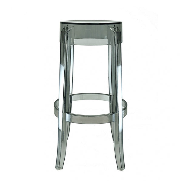 Fusion Living Ghost Style Bar Stool Smoke Grey - 66cm