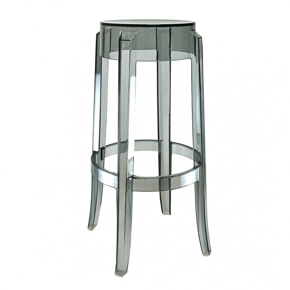 Fusion Living Ghost Style Bar Stool Smoke Grey - 76cm