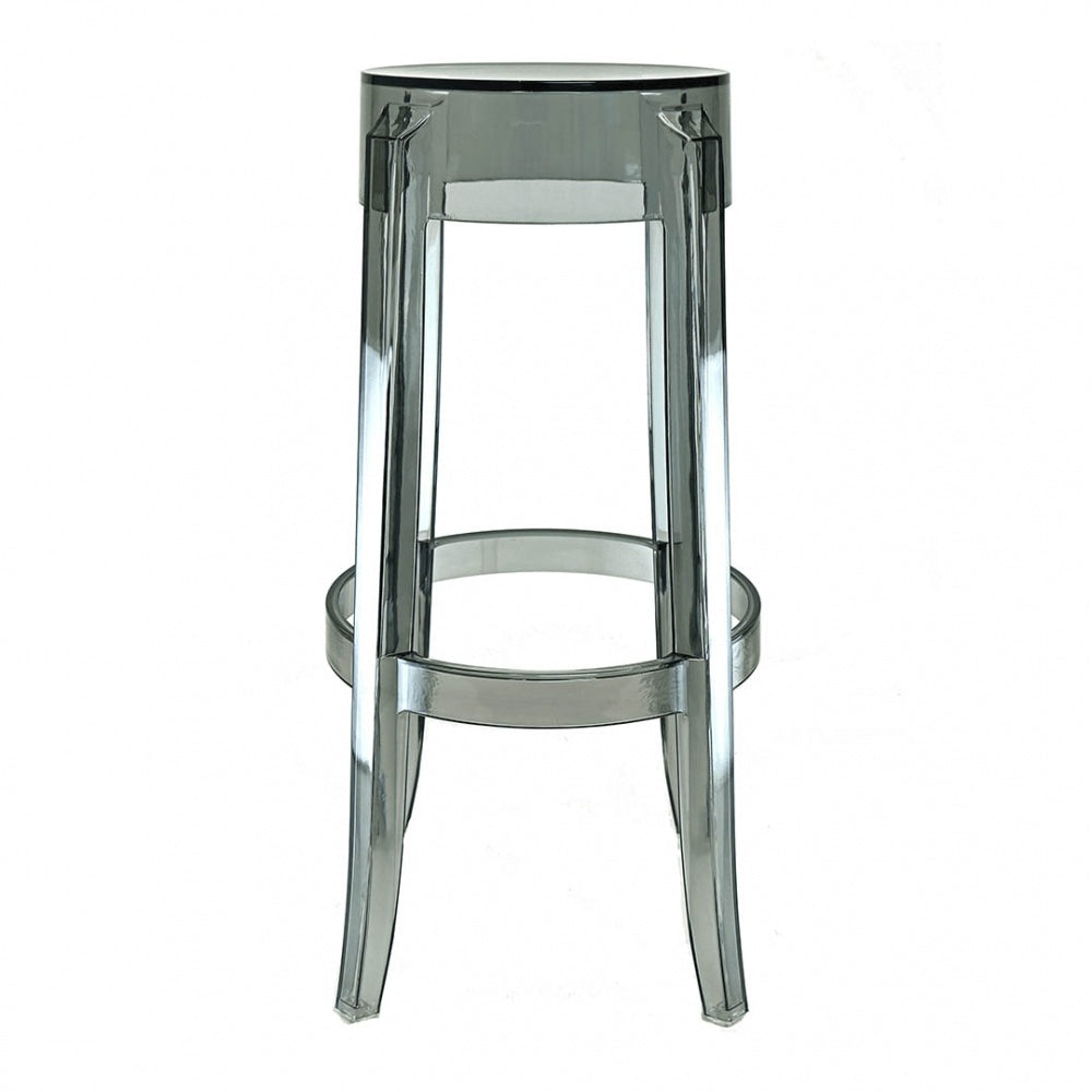 Fusion Living Ghost Style Bar Stool Smoke Grey - 76cm