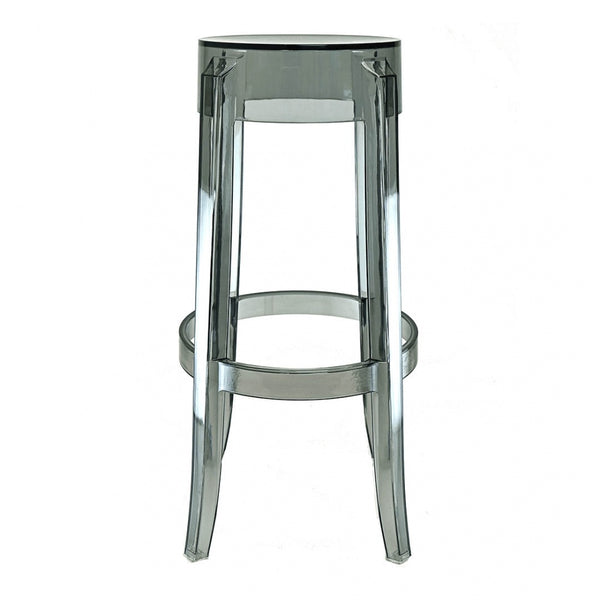 Fusion Living Ghost Style Bar Stool Smoke Grey - 76cm