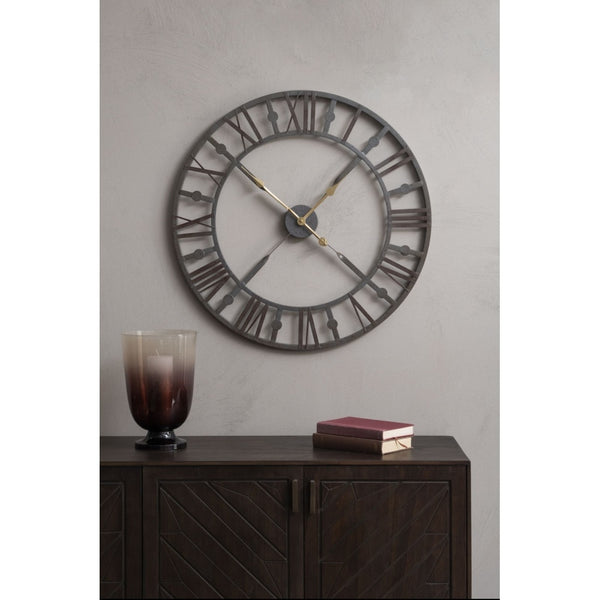 Skeleton Style Wall Clock in Antique Grey