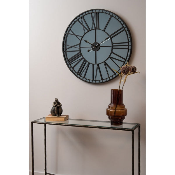 Black Iron and Mirror Skeleton Wall Clock