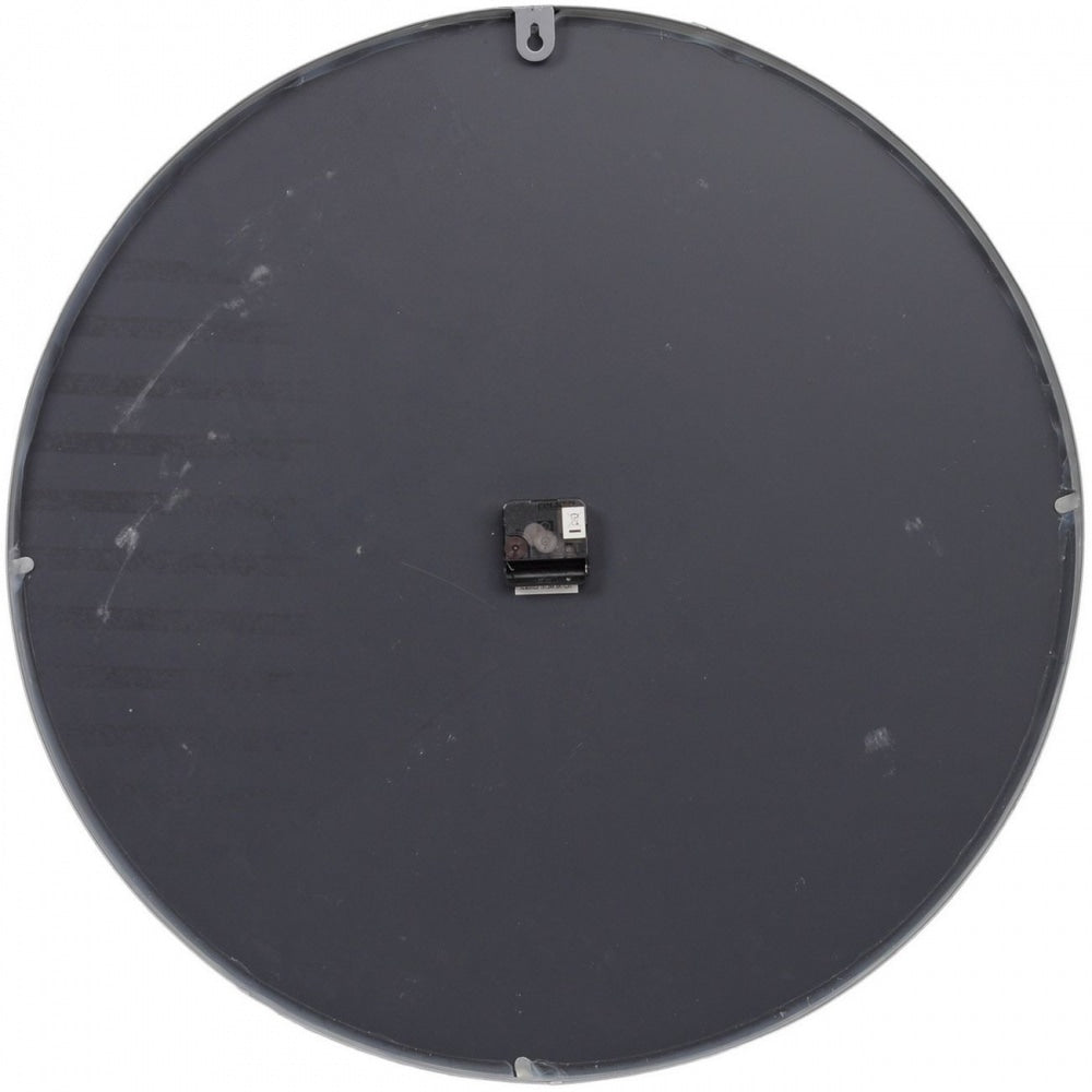 Mirror Wall Clock with Beaded Distressed Grey Frame