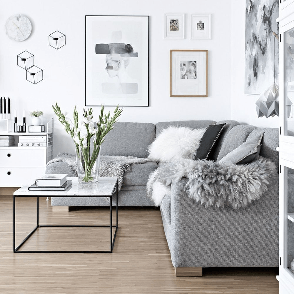White Marble and Black Metal Contemporary Rectangular Coffee Table