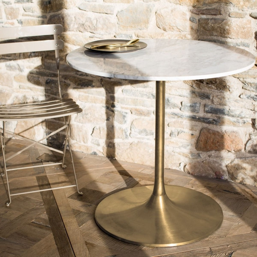 Pedestal Medium Dining Table Clear Glass and Brass