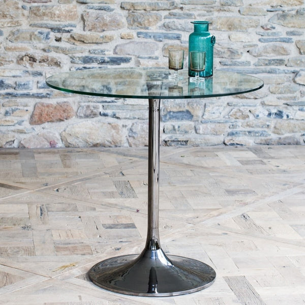 Pedestal Medium Dining Table Clear Glass and Brass