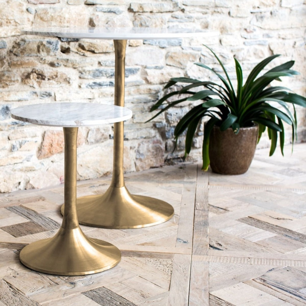 Pedestal Medium Dining Table Clear Glass and Brass