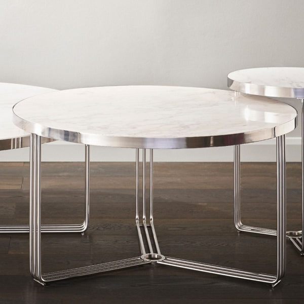 Deco - Medium Circular Coffee Table With Various Stone Tops and Frame Colour Options