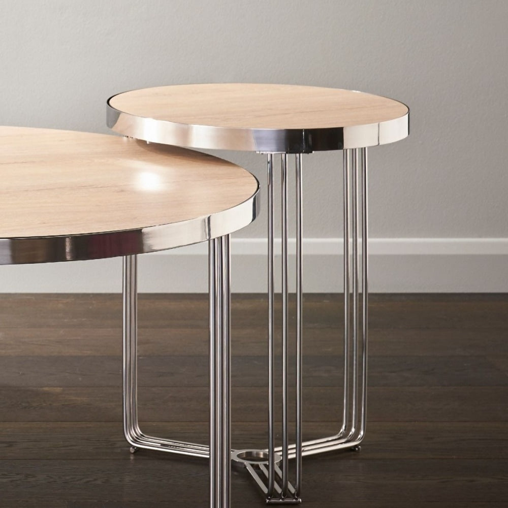 Deco - Small Circular Side Table With Various Wooden Tops and Frame Colour Options