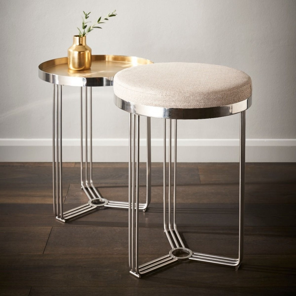 Deco - Small Circular Side Table With Various Upholstered Tops and Frame Colour Options