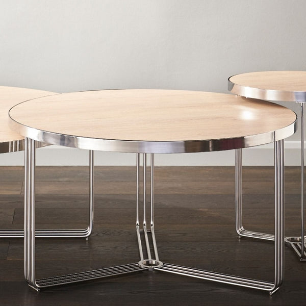 Deco - Medium Circular Coffee Table With Various Wooden Tops and Frame Colour Options
