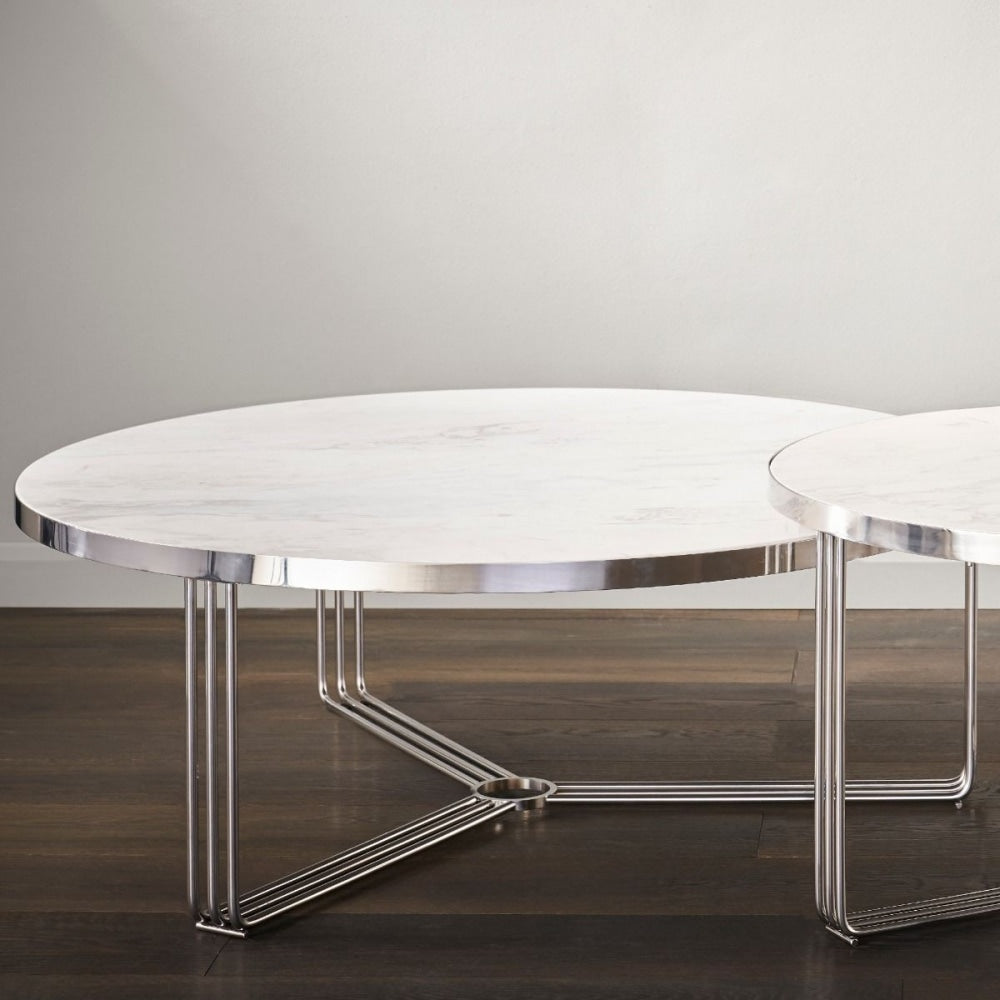 Deco - Large Circular Coffee Table With Various Stone Tops and Frame Colour Options
