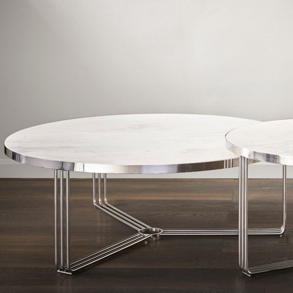 Deco - Large Circular Coffee Table With Various Stone Tops and Frame Colour Options