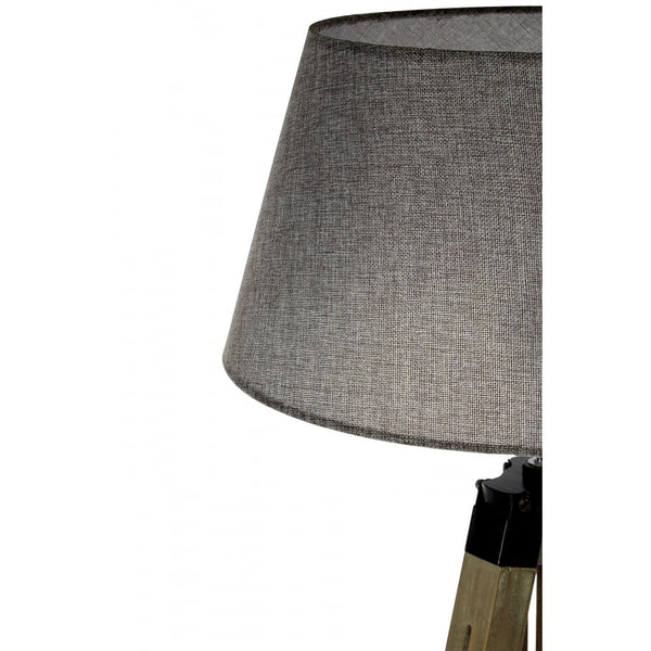 Grey Wood and Chrome Tripod Floor Standing Lamp