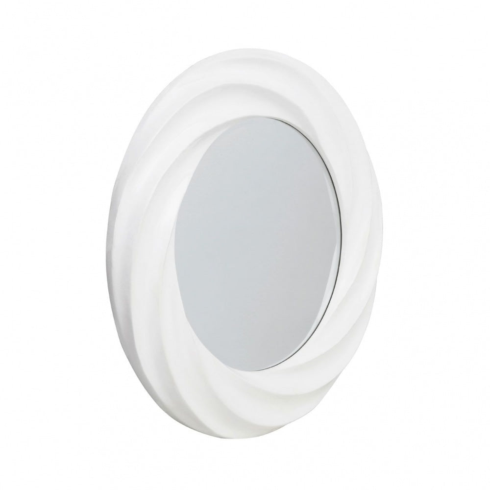 Large White Circular Swirl Mirror