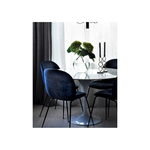 Luxurious Navy Velvet Dining Chair with Black Metal Legs