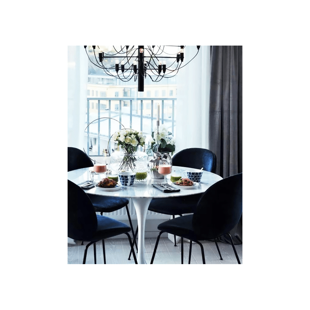 Luxurious Navy Velvet Dining Chair with Black Metal Legs