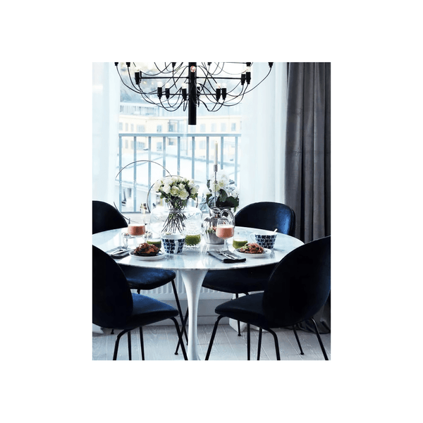 Luxurious Navy Velvet Dining Chair with Black Metal Legs