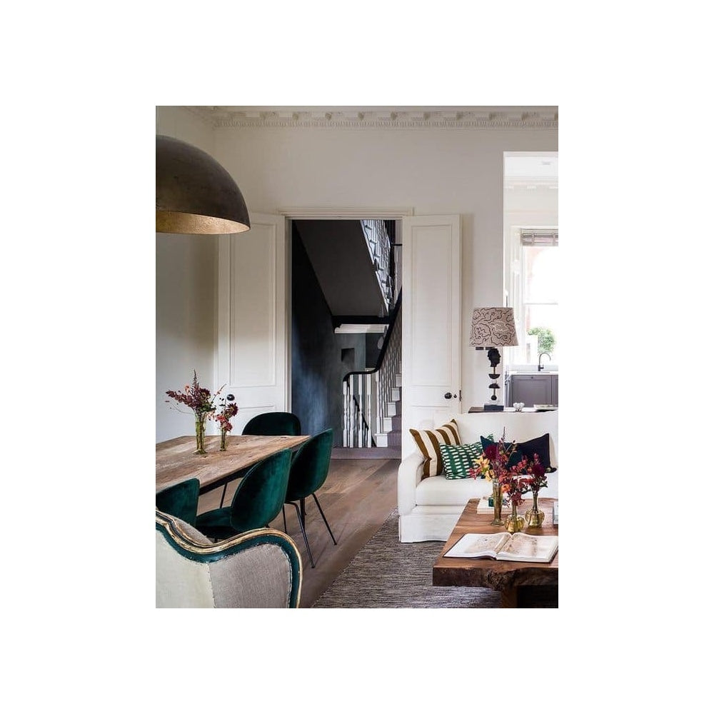 Luxurious Dark Green Velvet Dining Chair with Black Metal Legs