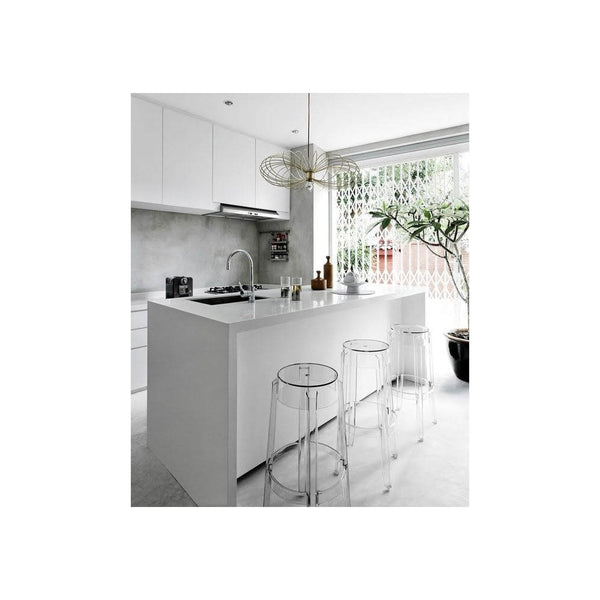 Fusion Living Ghost Style Bar Stool Crystal Clear - 76cm